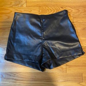 H&M Faux Leather High-Waisted Shorts